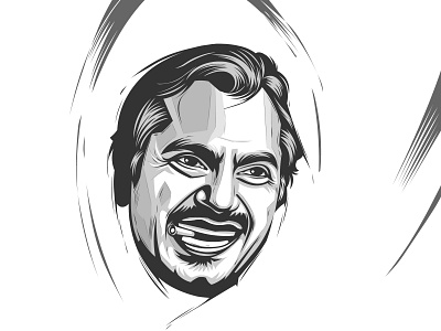 Nawazuddin Siddiqui black and white design flat graphic illustration portait portrait design portrait illustration vector vector art vector art vector artwork vector illustration