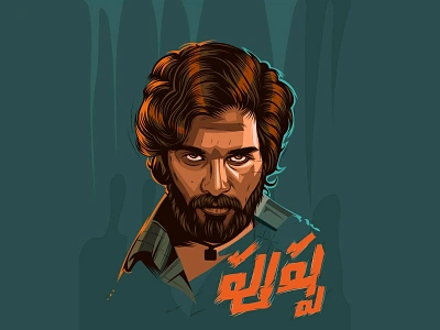 Pushpa vectorart actor alluarjun branding design graphic mascot logo movie portrait illustration poster protrait pushpa telugu vector illustration vectorart