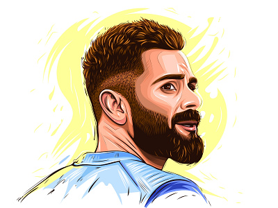 vector art animation branding design graphic graphic design icon illustration indian cricketer logo portrait illustration vector vector artwork virat kohli