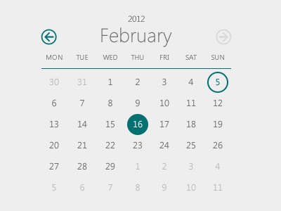 Windows 8 calendar dribbble shot 2