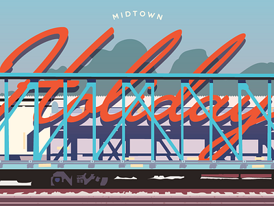 MHST holiday illustration jackson midtown mississippi poster poster design rails script train yard trains vintage