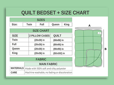 Professional Product size chart design