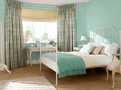 Tường màu xanh nên chọn rèm màu gì? curtain furniture homedecor mint painting