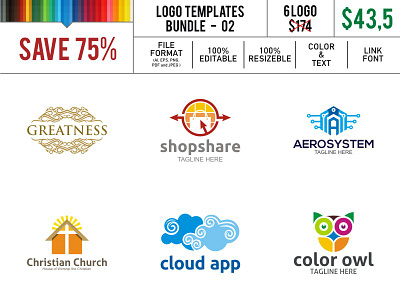 Logo Template 02 aero app christian church cloud color greatness owl share shop system technology