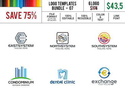 Logo Template 07 condominium dental. clinic dollar east exchange north ponsterling real estate south system technology