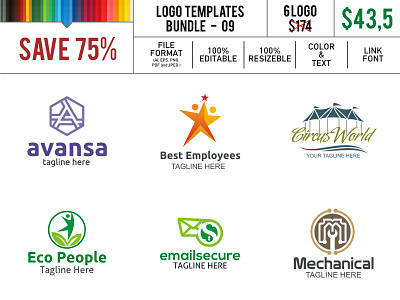 Logo Template 09 advance avansa best circus eco email employee mechanical people secuty service world