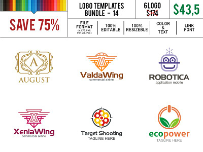 Logo Template 14 aero airport august crest eco gun power robot shooting target wing