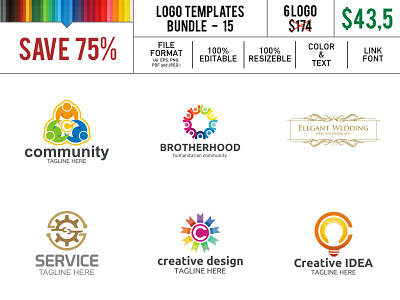 Logo Template 15 brotherhood community concept creative design elegant ide maintenant service wedding