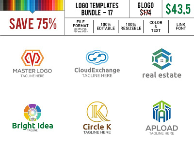 Logo Template 17 bright circle cloud download exchange idea letter k logo master real estate upload