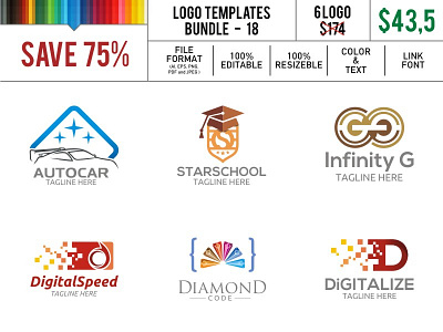 Logo Template 18 auto car data diamond digital infinity jewerly letter g school share speed star