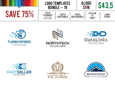 Logo Template 19 crest data fast links mountain north seller speed statistic technology turbo victoria