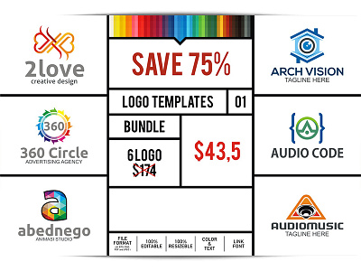 Logo Bundle 01 abednego arch audio circle code colorful font letter love music two vision