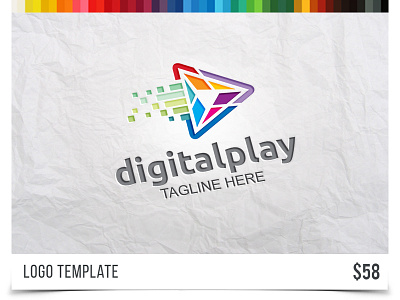 Digital Play arrow colorful design digital logo movie music pixels play triangle