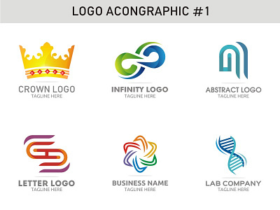 Logo Acongraphic #1 abstract business company crown dna free infinity lab letter logo name set