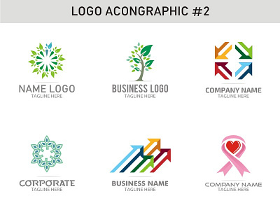 Logo Acongraphic #2 arrow business company corporate heart leaf logo love name peace set template