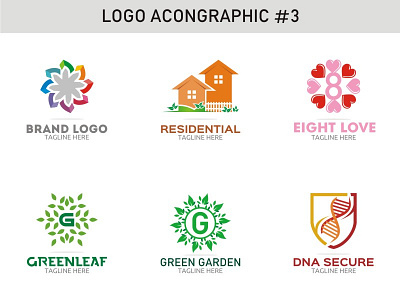 Logo Acongraphic #3 brand dna eight garden green heart logo love residential secure set template