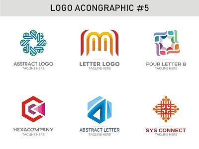 Logo Acongraphic #5 abstract bundle connect four hexa letter logo set share system template