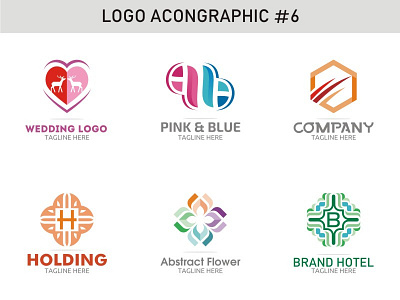 Logo Acongraphic #6 abstract blue brand company flower holding hotel logo pink set template wedding