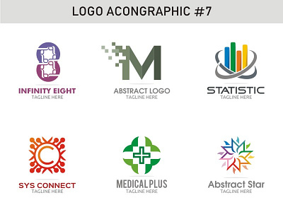 Logo Acongraphic #7 abstract connect eight infinity logo medical plus set star statistic system