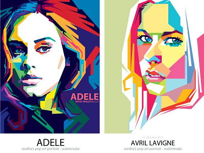 Adele & Avril - in WPAP adele art avril color human illustration pop portrait vector wpap