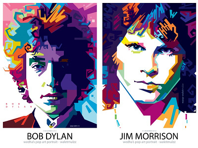 Bob Dylan & Jim Morrison art bob color dylan human illustration jim morrison pop portrait vector wpap