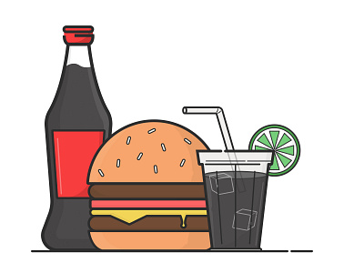 BURGER AND COKE burger coke computer design freelance home office icon illustration ux vector