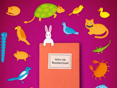 Alice in Wonderland animals book children infographic vector