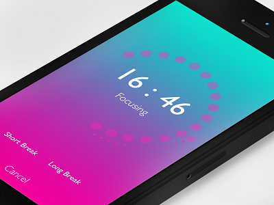 FocusDots App Screenshot app countdown dots focus gradient iphone app management mobile pomodoro timer ui