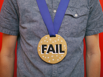 Fail Often award creative mornings fail failure futura gold hand painted medal positive vibes trophy wood wood working