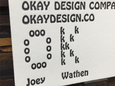 Okay Design Co Letterpress Business Card