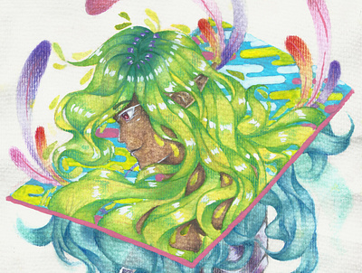 Aqua Dreams art crayons design illustration watercolor