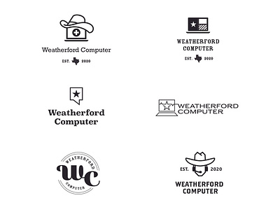 Weatherford Computer Branding branding computer cowboy cowboy hat design flat icon illustration logo star texas typography vector