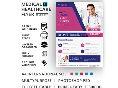 Medical Health Care Flyer Template branding design business flyer business flyer design company flyer flyer flyer design graphicdesign insurance markting flyer medical flyer mordern print template