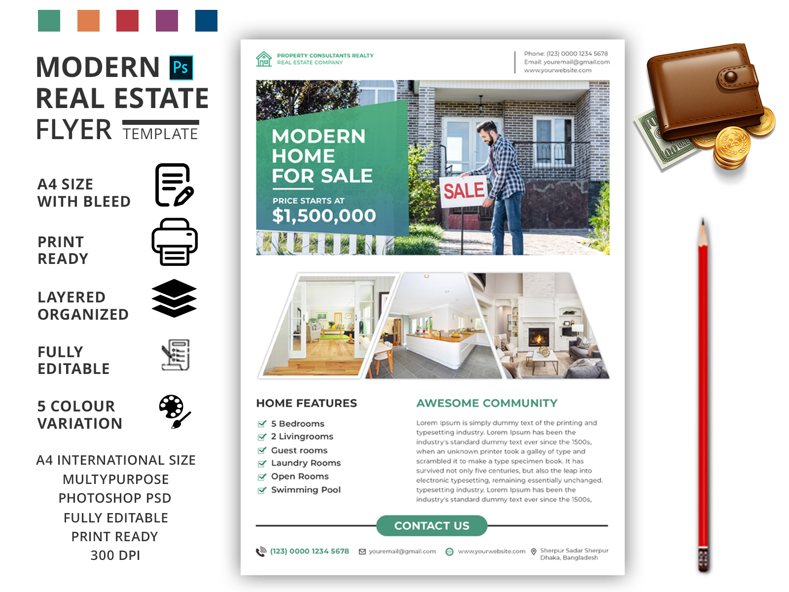 Modern Real Estate Flyer Template by MD Zahid_Hasan on Dribbble