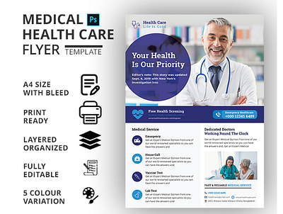 HEALTHCARE & MEDICAL FLYER TEMPLATE business flyer business flyer design care clinic flyer company flyer corporate flyer dental flyer flyer design flyer template health care health flyer markting flyer medical flyer