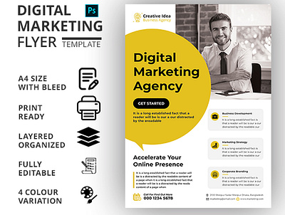 DIGITAL MARKETING AGENCY FLYER branding design business flyer business flyer design company flyer corporate flyer flyer flyer design flyer template markting flyer print template