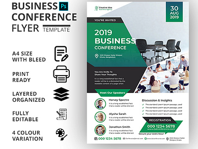 BUSINESS CONFERENCE FLYER TEMPLATE branding design business flyer business flyer design company flyer corporate flyer flyer flyer design flyer template markting flyer print template
