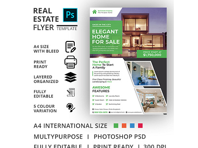 Real Estate Flyer Template advertisement advertising agency agent broker commercial flyer home house leaflet lease loan magazine marketing mortgage negotiator newspaper open poster professional
