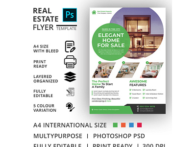 Real Estate Flyer Template advertisement advertising agency agent broker commercial flyer home house leaflet lease loan magazine marketing mortgage negotiator newspaper open poster professional
