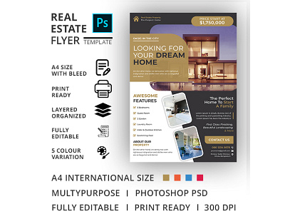 Real Estate Flyer Template advertisement advertising agency agent broker commercial flyer home house leaflet lease loan magazine marketing mortgage negotiator newspaper open poster professional