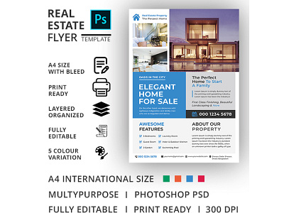 Real Estate Flyer Template advertisement advertising agency agent broker commercial flyer home house leaflet lease loan magazine marketing mortgage negotiator newspaper open poster professional