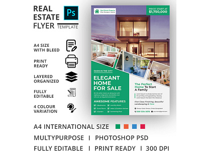 Real Estate Flyer Template advertisement advertising agency agent broker commercial flyer home house leaflet lease loan magazine marketing mortgage negotiator newspaper open poster professional