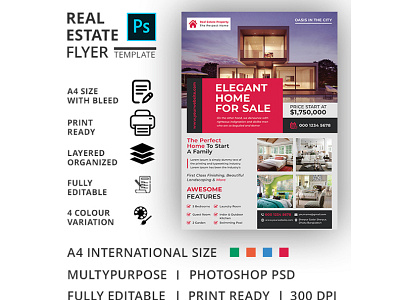 Real Estate Flyer Template advertisement advertising agency agent broker commercial flyer home house leaflet lease loan magazine marketing mortgage negotiator newspaper open poster professional