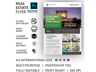 Real Estate Flyer Template advertisement advertising agency agent broker commercial flyer home house leaflet lease loan magazine marketing mortgage negotiator newspaper open poster professional