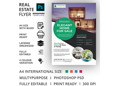 Real Estate Flyer Template advertisement advertising agency agent broker commercial flyer home house leaflet lease loan magazine marketing mortgage negotiator newspaper open poster professional