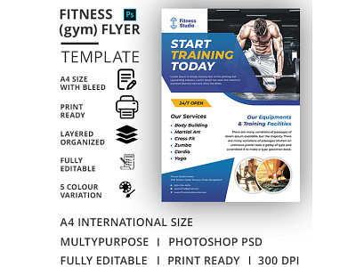 Fitness (Gym) Flyer Template ad aerobic body building boxing business club dance flyer exercise fitness fitness flyer flyer gym gym flyer gym leaflet handout health health flyer marketing martial arts pamphlet