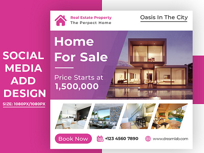 Real estate sale social media banner or square flyer template