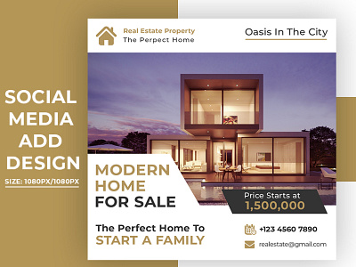 Real estate sale social media banner or square flyer template