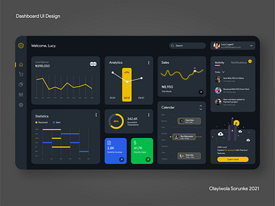 Finance/Task Dashboard (Dark Mode)