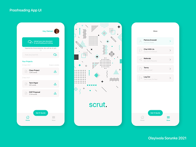 Scrut. - Proofreading and Editing Services App (WIP) branding creative design design illustration mobile app design mobile ui ui ui design uiux